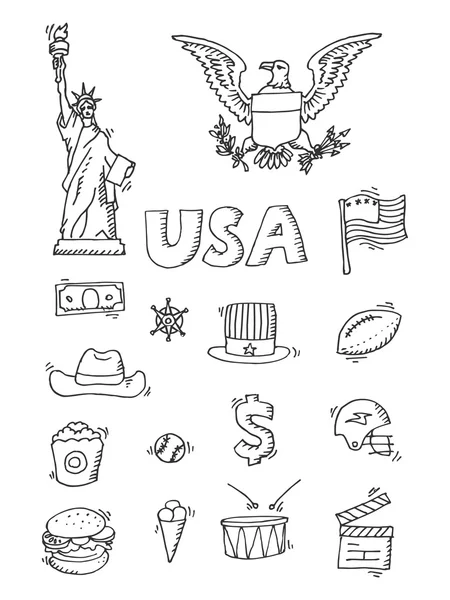 Conjunto de doodles americanos — Vetor de Stock