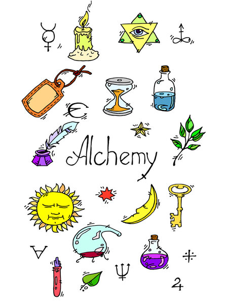 Alchemy symbols colored