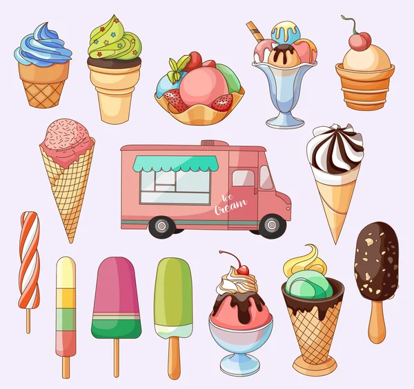 Colección de helados — Vector de stock