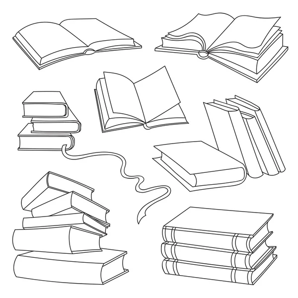 Books set isolated on white background — Stock Vector