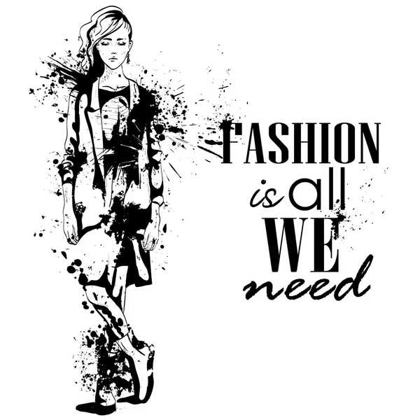 Fashion look meisje met spatten — Stockvector