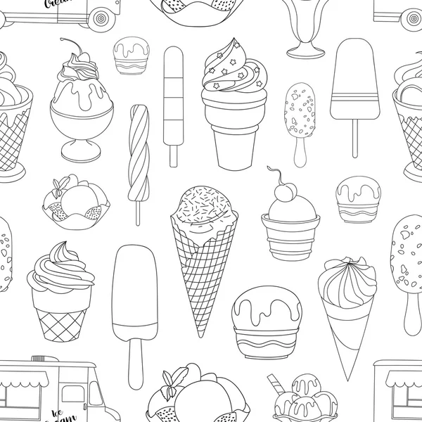 Ice creams collection pattern — Stock Vector
