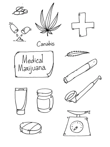 Ensemble de marijuana médicale — Image vectorielle