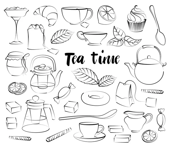 Set de hora del té — Vector de stock