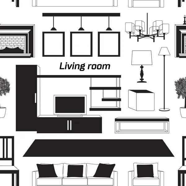 Cool patrón gráfico de sala de estar — Vector de stock