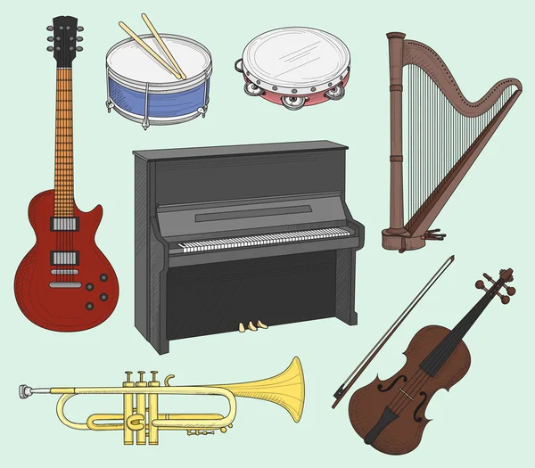 Musikinstrumente Set — Stockvektor
