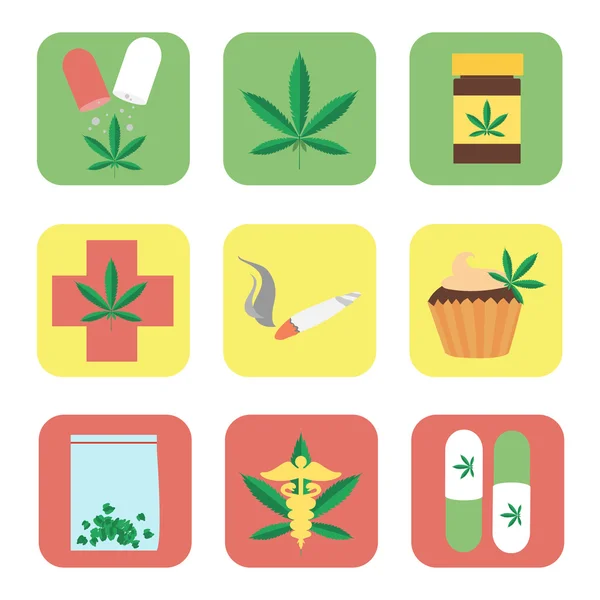 Conjunto de marihuana medicinal — Vector de stock