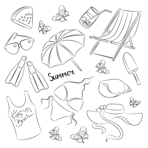 Collection of summer symbols — Stock Vector