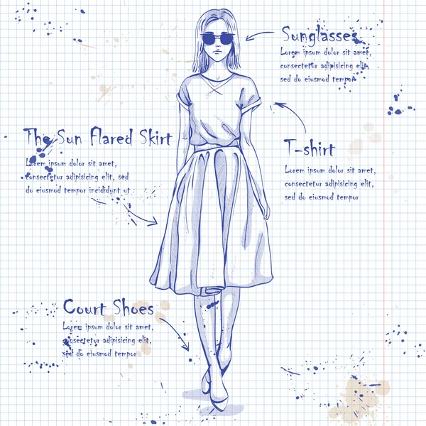 Look tendance sur la page du carnet — Image vectorielle