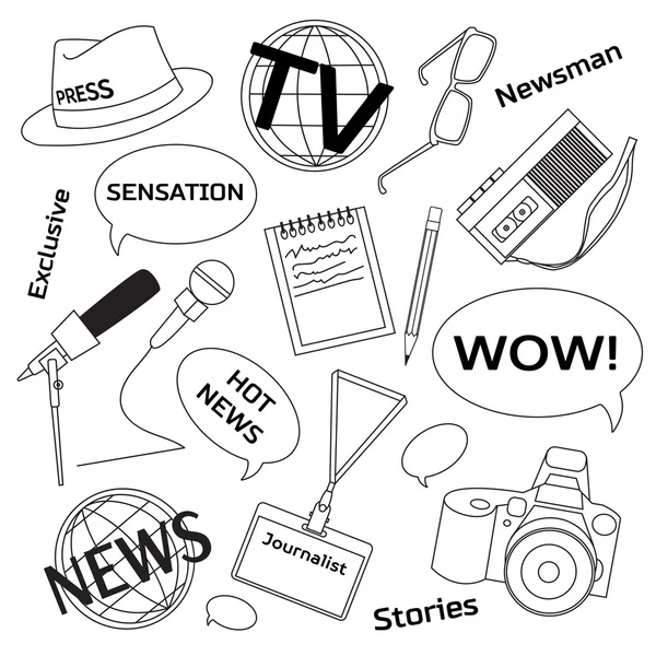 Contexte avec des icônes du journalisme — Image vectorielle
