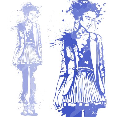 renk su sıçramalarına kızla trendy bir görünüm