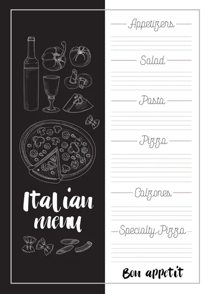 Menú de comida italiana — Vector de stock