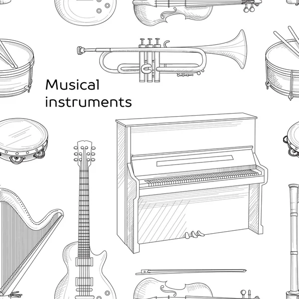 Musikaliska instrument mönster — Stock vektor