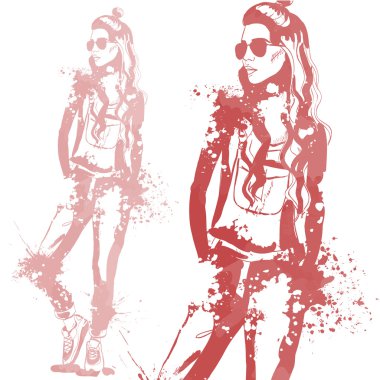 renk su sıçramalarına kızla trendy bir görünüm