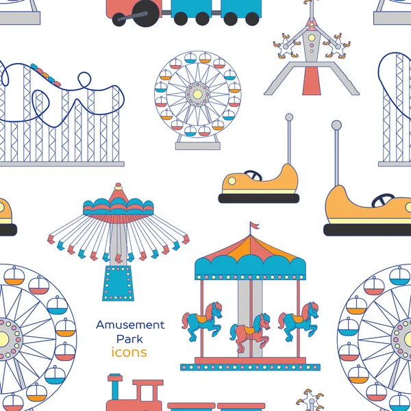 Pretpark pictogrammen patroon — Stockvector