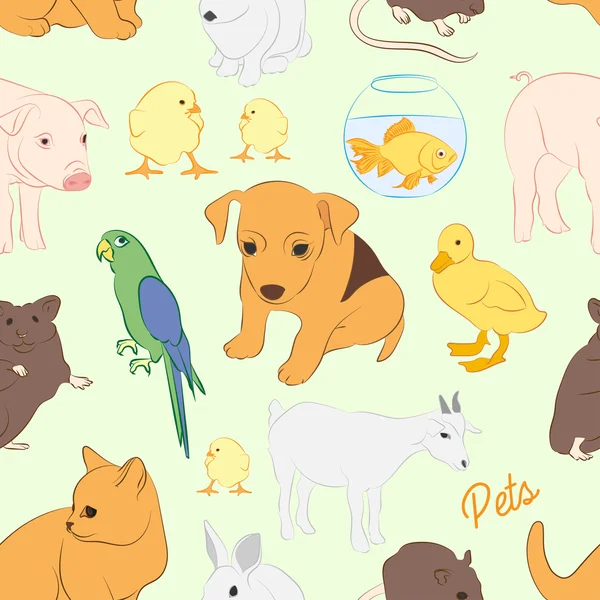Animales mascotas vector patrón colorido — Archivo Imágenes Vectoriales
