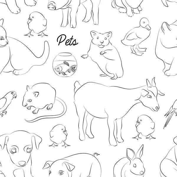 Animals pets vector pattern — Stock Vector