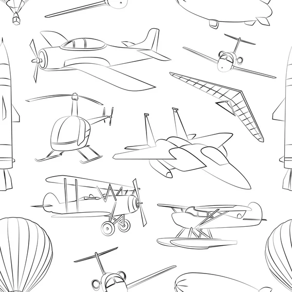 Ikonen der Luftfahrt setzen Muster — Stockvektor