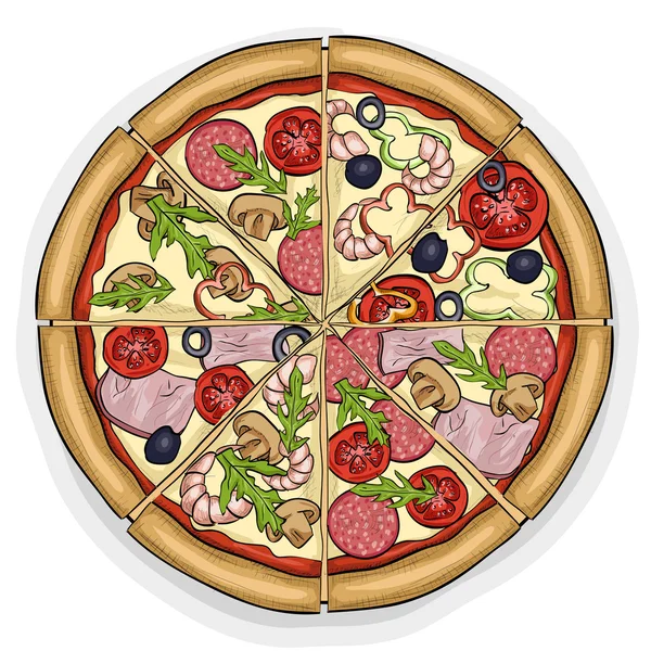 Pizza barevný obrázek — Stockový vektor