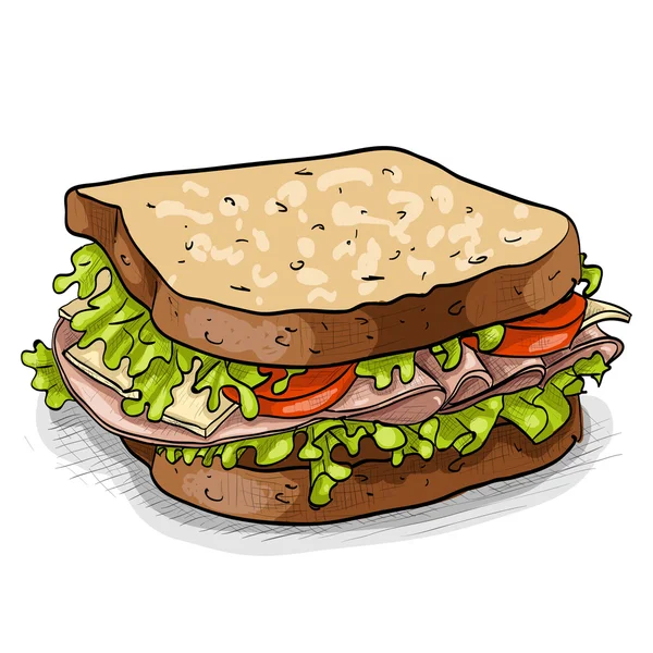 Sandwich, barevný obrázek — Stockový vektor