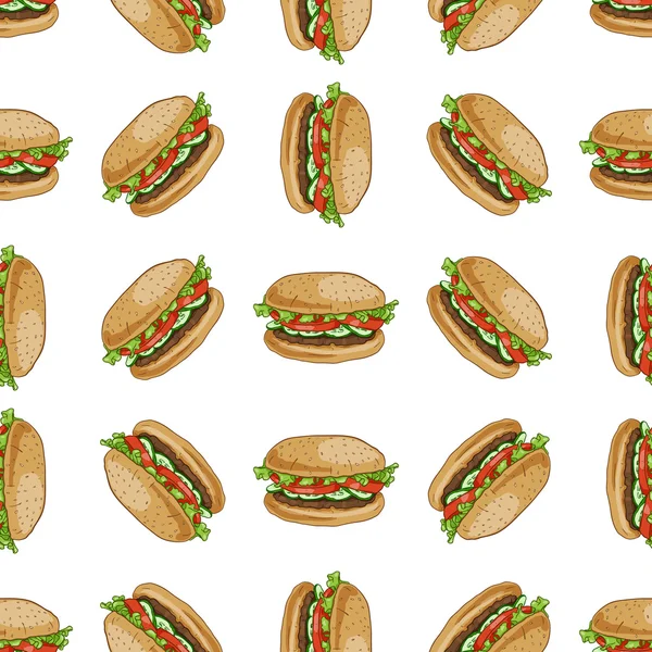 Burger couleur motif sans couture — Image vectorielle