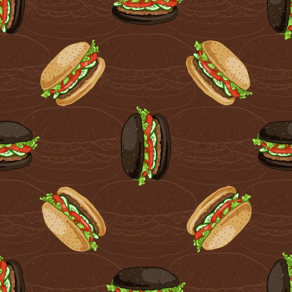 Seamless pattern of two types burger — Stock Vector