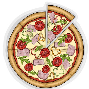 Pizza domuz pastırması renk resim etiketi ile
