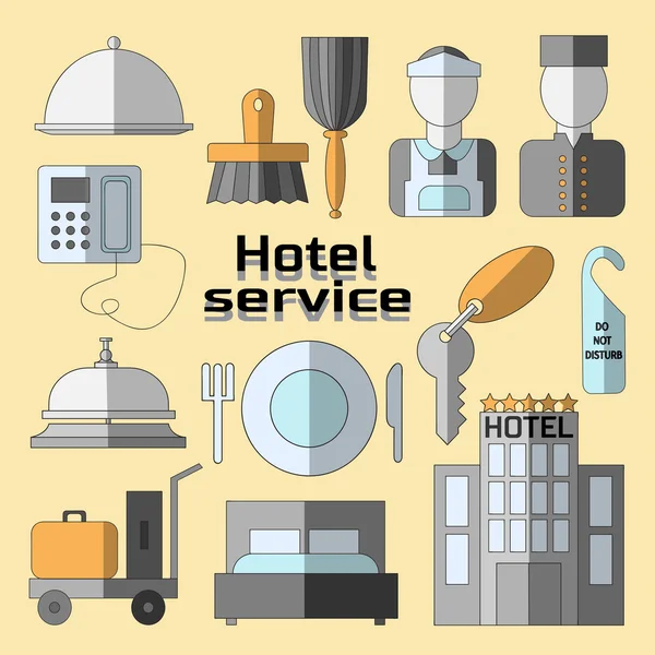 Conjunto de iconos de servicio del hotel — Vector de stock