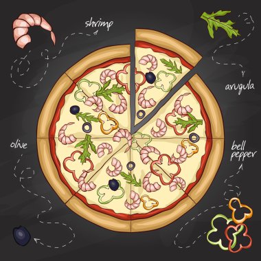 Pizza karides renk resim ile