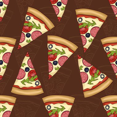 Seamless modeli iki tür pizza salam
