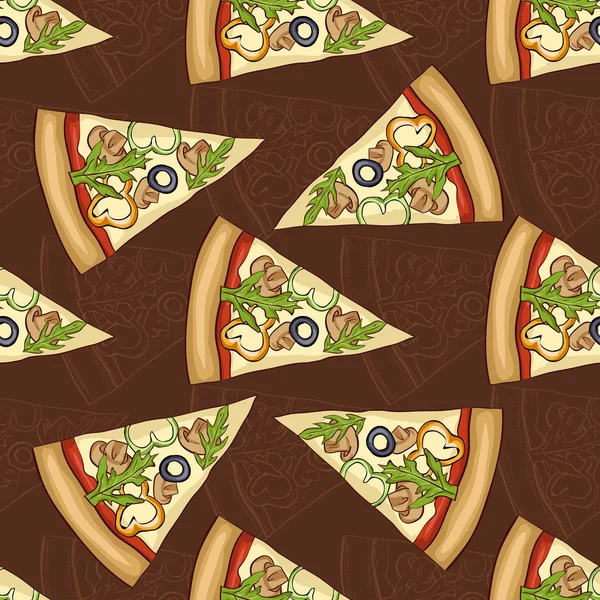 Bezešvé pattern scetch a barvy pizza — Stockový vektor