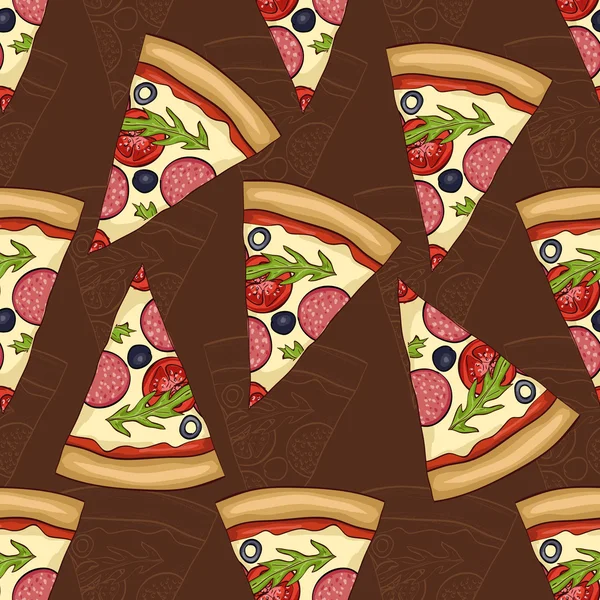 Bezešvé pattern dva typy pizzu salám — Stockový vektor