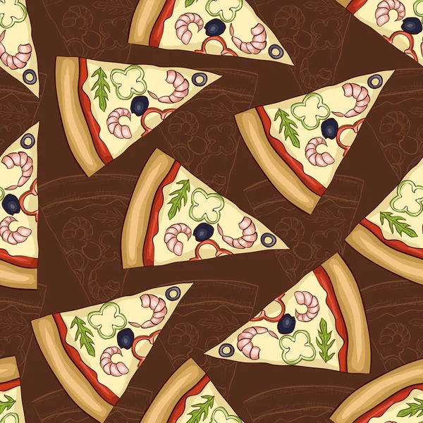 Bezešvé pattern dva typy pizza krevety — Stockový vektor