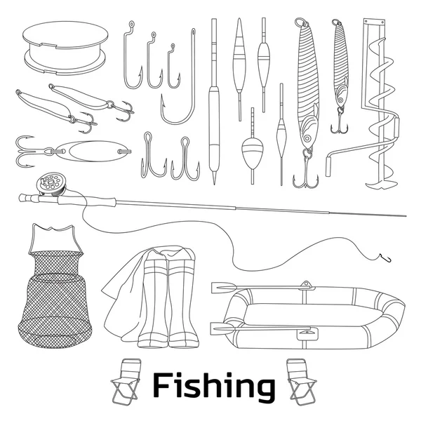 Fishing set icons — Stock Vector
