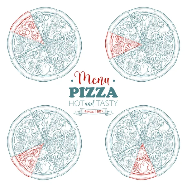 Menú de pizza Scetch — Vector de stock