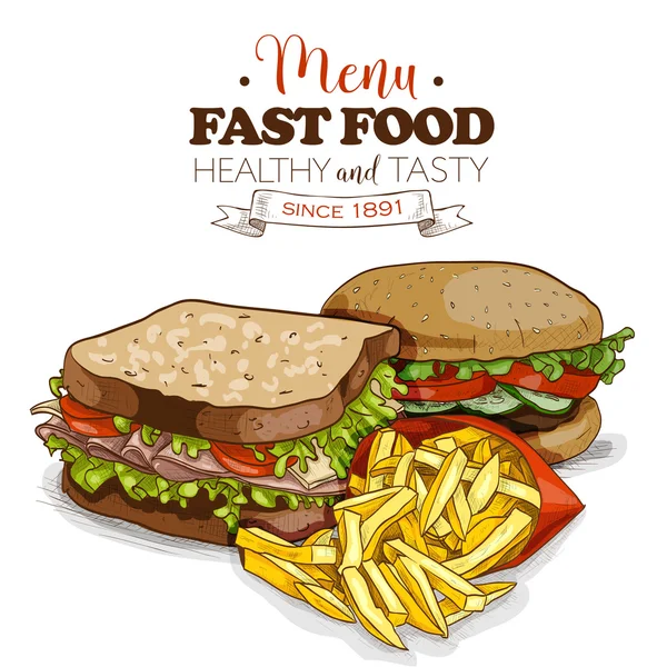 Menu de fast food — Vetor de Stock