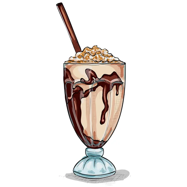 Milk shake cocktail kleurenafbeelding — Stockvector