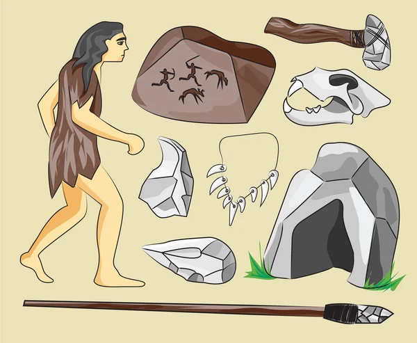 Tarih öncesi Taş Devri Icons set