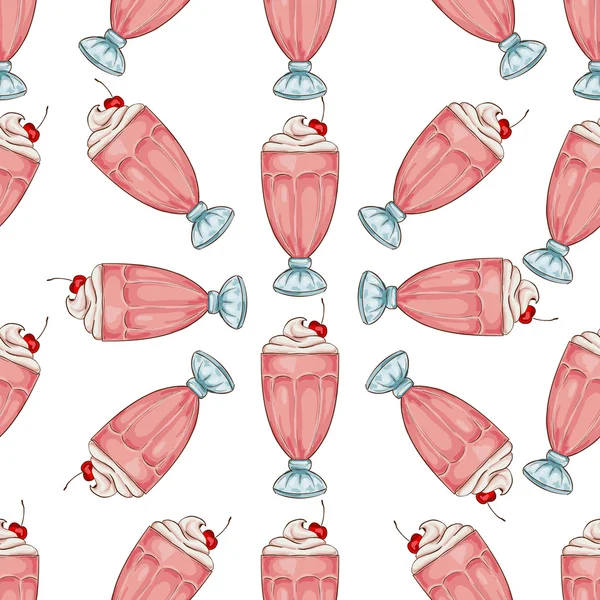 Modello senza soluzione di continuità colore ciliegia frullato scetch — Vettoriale Stock