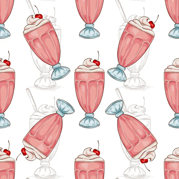 Цветной вишнёвый молочный коктейль — стоковый вектор