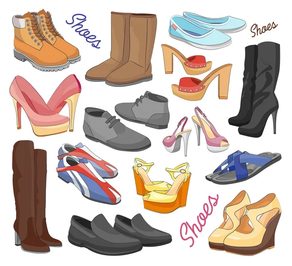 Conjunto de zapatos diferentes — Vector de stock