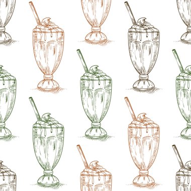 Dikişsiz desen çikolatalı milkshake krokisi