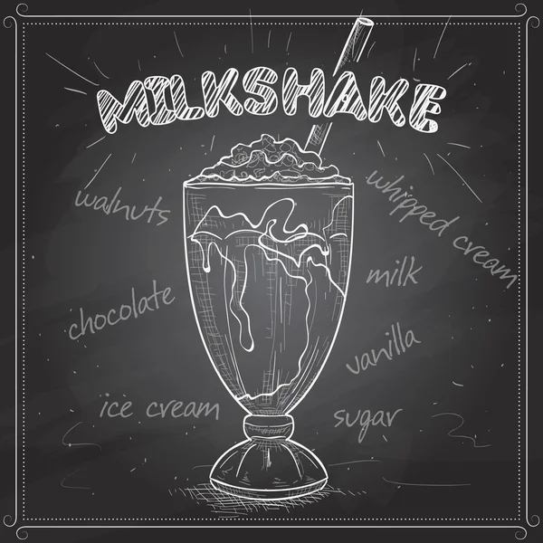 Milkshake scetch σε μαύρο σκάφους — Διανυσματικό Αρχείο