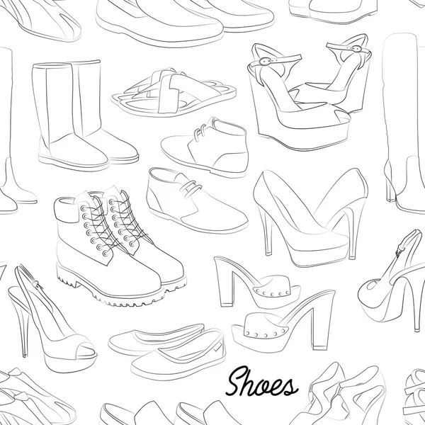 Schoenen scetch patroon — Stockvector