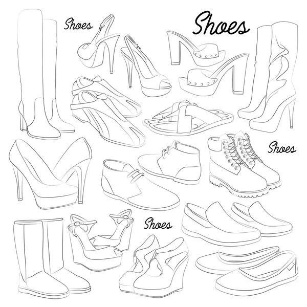 Conjunto de zapatos diferentes — Vector de stock
