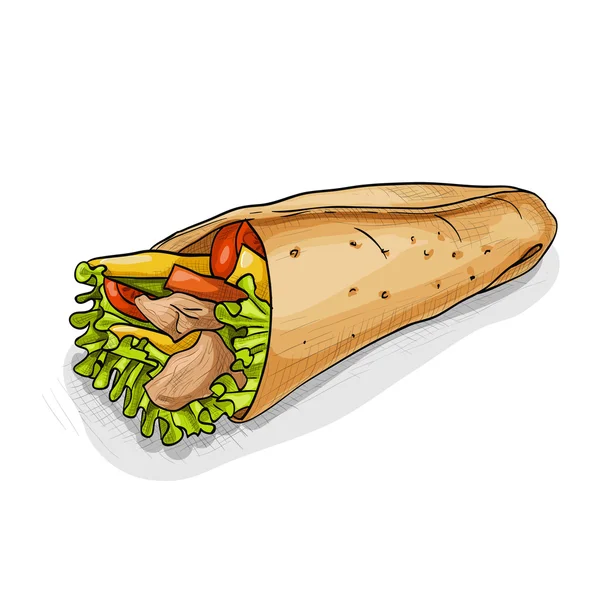 Burrito χρώμα εικόνα αυτοκόλλητο — Διανυσματικό Αρχείο