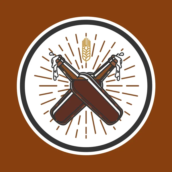Farbe Vintage Bier Brauerei Emblem — Stockvektor