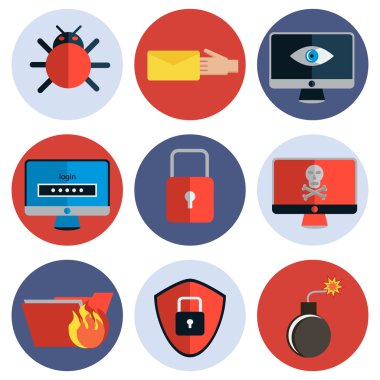 Kesmek koruma düz Icon set