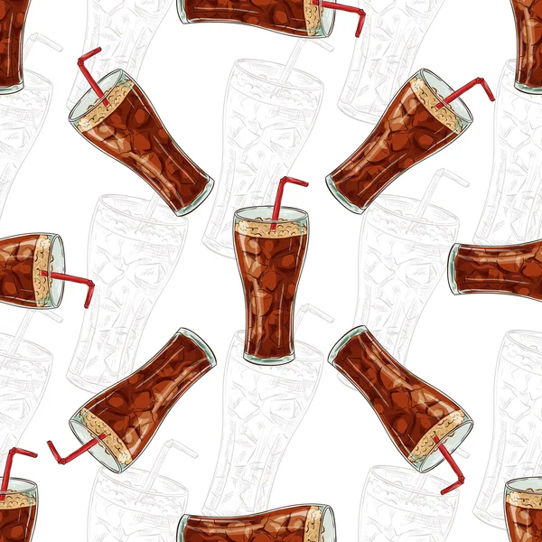 Seamless mönster cola skisser och färg — Stock vektor