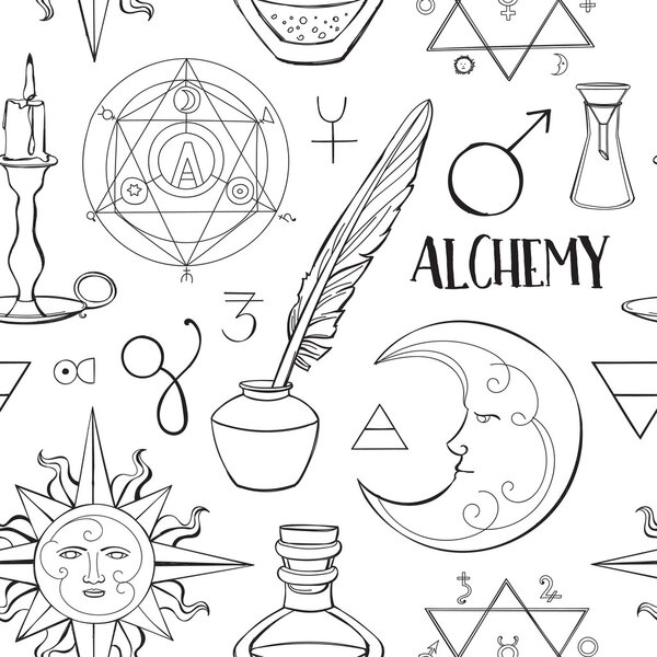 Alchemy symbols pattern